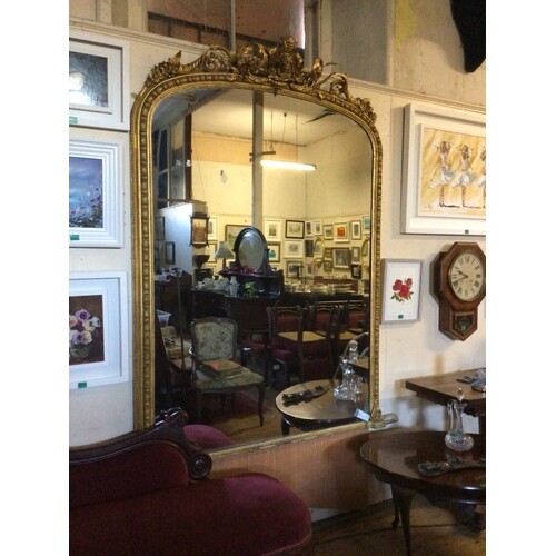 Victorian Gilt Overmantle Mirror decorated with Floral Swags...