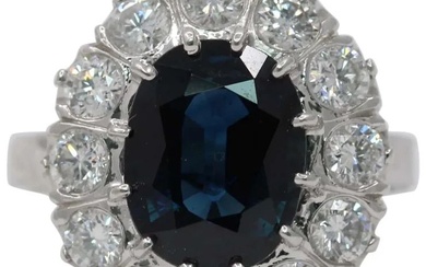 Vintage 14K White Gold Sapphire Diamond Engagement Ring Alternative