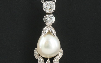 Vintage 18K Pearl and Diamond Necklace