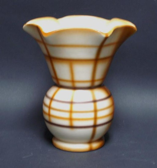 Vintage Airbrush Art Deco Pottery Czech Vase