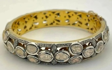 Vintage Bangle Bracelet Rose Gold & Single cuts Diamonds