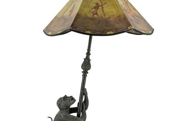 Vintage Bronze Monkey Figural Lamp