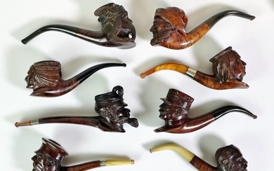 Vintage French Hand Carved Tobacco Pipes (8pc)