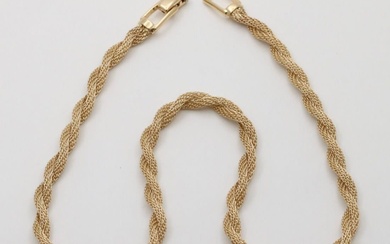 Vintage Mesh Twist 14K Gold Necklace, 16” Long