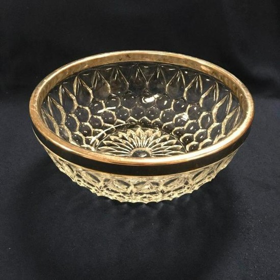 Vintage Mid Century Pressed Glass Silver-plate Bowl