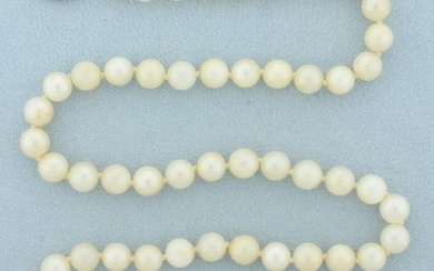 Vintage Pearl Strand Necklace in 14k White Gold