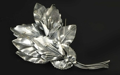 Vintage sterling silver flower brooch, marked ""STERLING