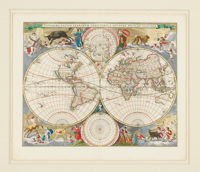 Visscher's World Map, Amsterdam, c.1679