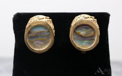 Wesley Emmons 14KY Gold Abalone Earrings