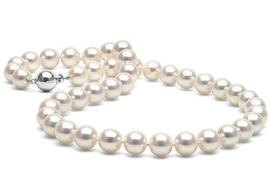 White Akoya Pearl Necklace, 8.5-9.0mm