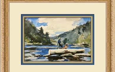 Winslow Homer Hudson River Logging Custom Framed Print
