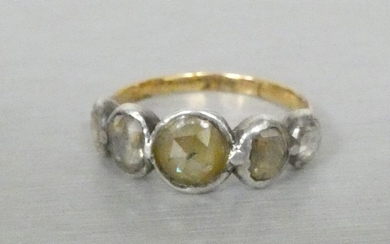 Yellow and white gold river ring set with...