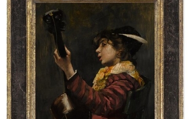 Young Boy Playing Guitar, Norbert Goeneutte