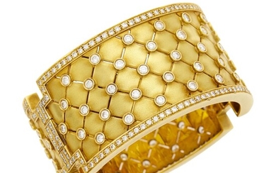 Zadora Gold and Diamond Cuff Bangle Bracelet