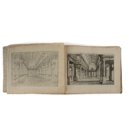 (architectuur) Een onvolledig exemplaar van Hondius & Vredeman de Vries, Architectura, Den Haag, 1606. In-oblong.