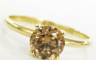 0.55 ct Natural Fancy Deep Yellowish Brown Diamond Designer Ring - 1.24 gr - 14 kt. Yellow gold - Ring - 0.55 ct Diamond