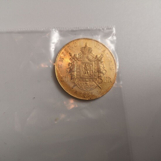 1 piece de 50 francs or, Napoléon III, 1855... - Lot 57 - Paris Enchères - Collin du Bocage