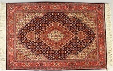 A GOOD SMALL PERSIAN PRAYER RUG, blue ground with