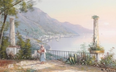 M Gianni (19th/20th century) ''On the Terrace Above the Bay''...