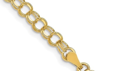 10K Yellow Gold Double Link Charm Bracelet