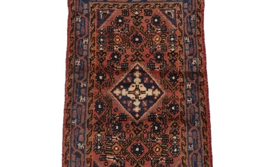1'10 x 3'4 Hand-Knotted Persian Zanjan Accent Rug, 1970s
