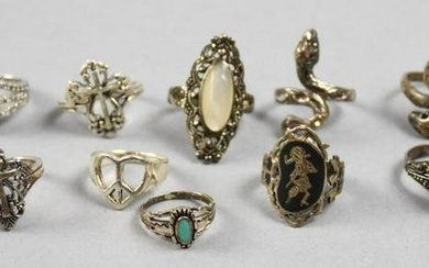 (12) Vintage to Contemporary Sterling and Stone Rings