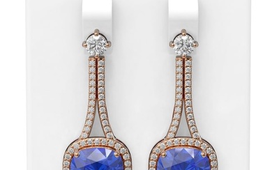 12.78 ctw Tanzanite & Diamond Earrings 18K Rose Gold