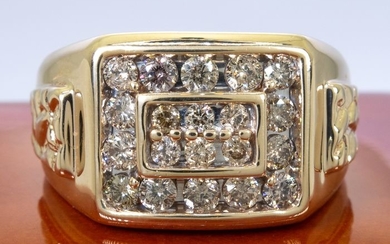 14 kt. Gold - 0.96ct - Diamond ring - 20 diamonds.