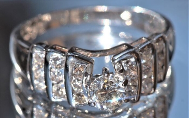 14 kt. White gold - Ring - 0.44 ct Diamond - Diamonds