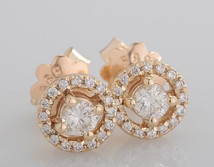 14 kt. Yellow gold - Earrings - 0.30 ct Diamond - Diamond