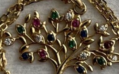 14 kt. Yellow gold - Necklace with pendant - Sapphires