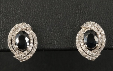 14K 2.10 CTW Sapphire and Diamond Earrings