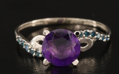 14K Amethyst and Blue Diamond Ring