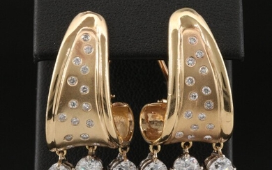 14K Diamond and Cubic Zirconia J-Hoop Earrings