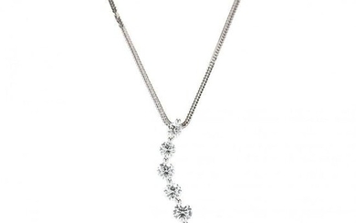 14KT White Gold and Diamond Journey Pendant Necklace