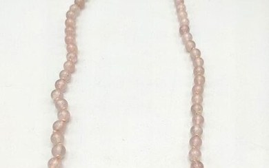 14k and Rose Quartz Necklace. Long.