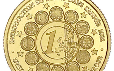 1500 Francs 2002. Euroeinführung. 3,1 g. Feingold. Polierte Platte
