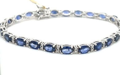 15.00CT SAPPHIRE AND DIAMOND TENNIS BRACELET in 18CT WHITE GOLD