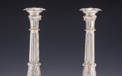 A PAIR OF SILVER SABBATH CANDLESTICKS. Germany, mid