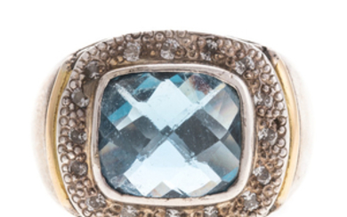 A Lady's London Blue Topaz & Diamond Ring