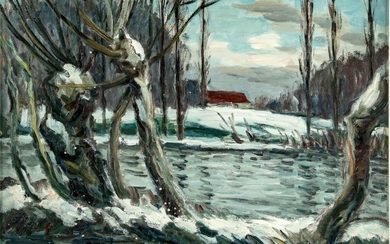 Léonard BORDES (1898 1969) Rivière sous la neige …