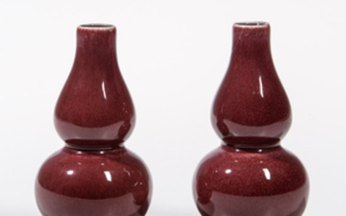Pair of Small Flambe-glazed Vases