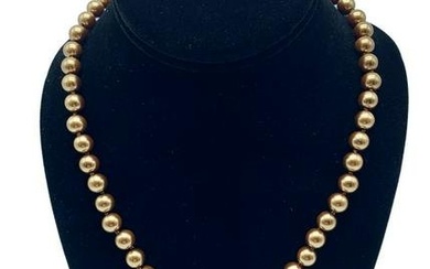 18" Gold Tone Pearl Shape Necklace With Marked Vintage Clasp