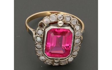 18 kt. Bicolour, Gold - Ring Ruby - Diamond