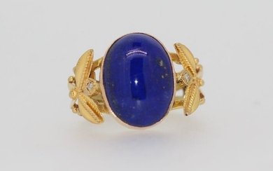 18 kt. Yellow gold - Ring - 10.00 ct Lapis lazuli - Diamonds