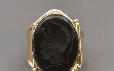 18 kt. Yellow gold - Ring Onyx