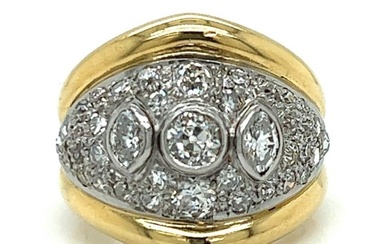 18K Yellow Gold & Platinum Diamond Ring