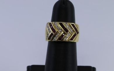 18KT Ladies Art Deco Diamond | Ruby Ring