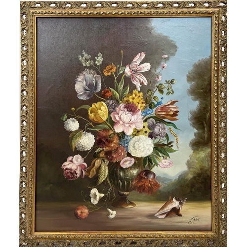 18TH CENTURY DUTCH, manner 'Still Life of Roses and Shell', ...