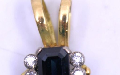 18ct Yellow Gold Sapphire and Diamond Pendant. The Rectangular Step...